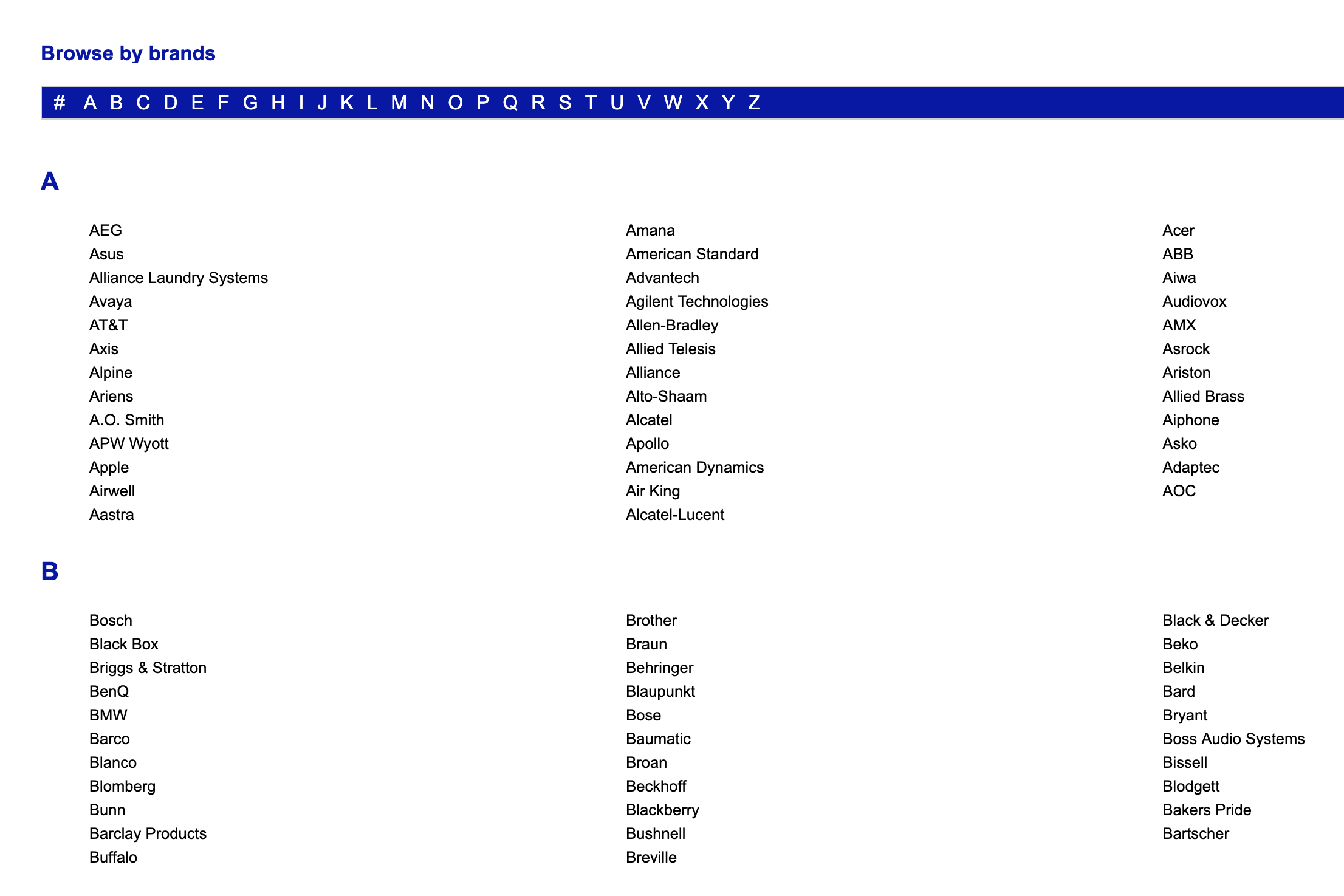Browse by brands